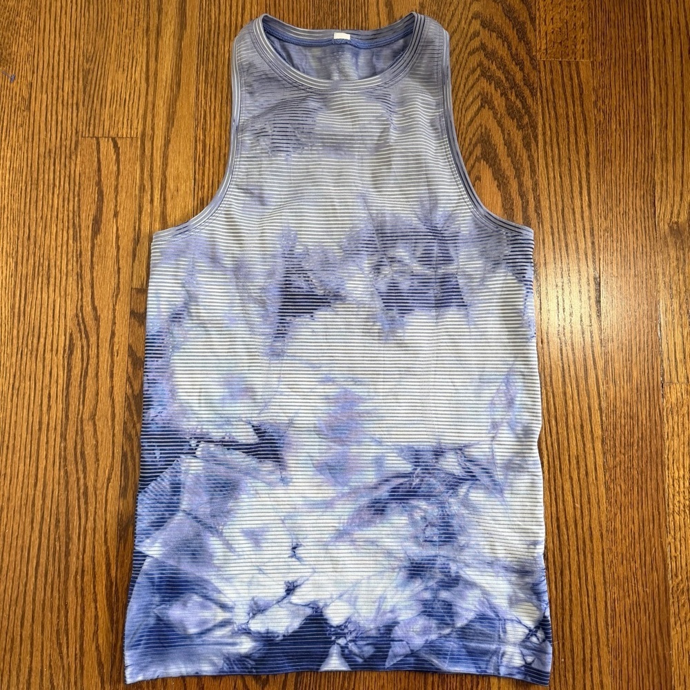 Lululemon Purple Gray Tie Dye Razorback Activewear Tank Size 6